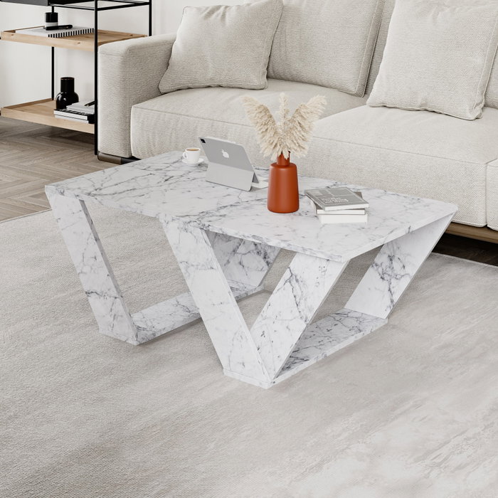 Hanah Home Pipra - Mesa de centro Mármol de Carrara